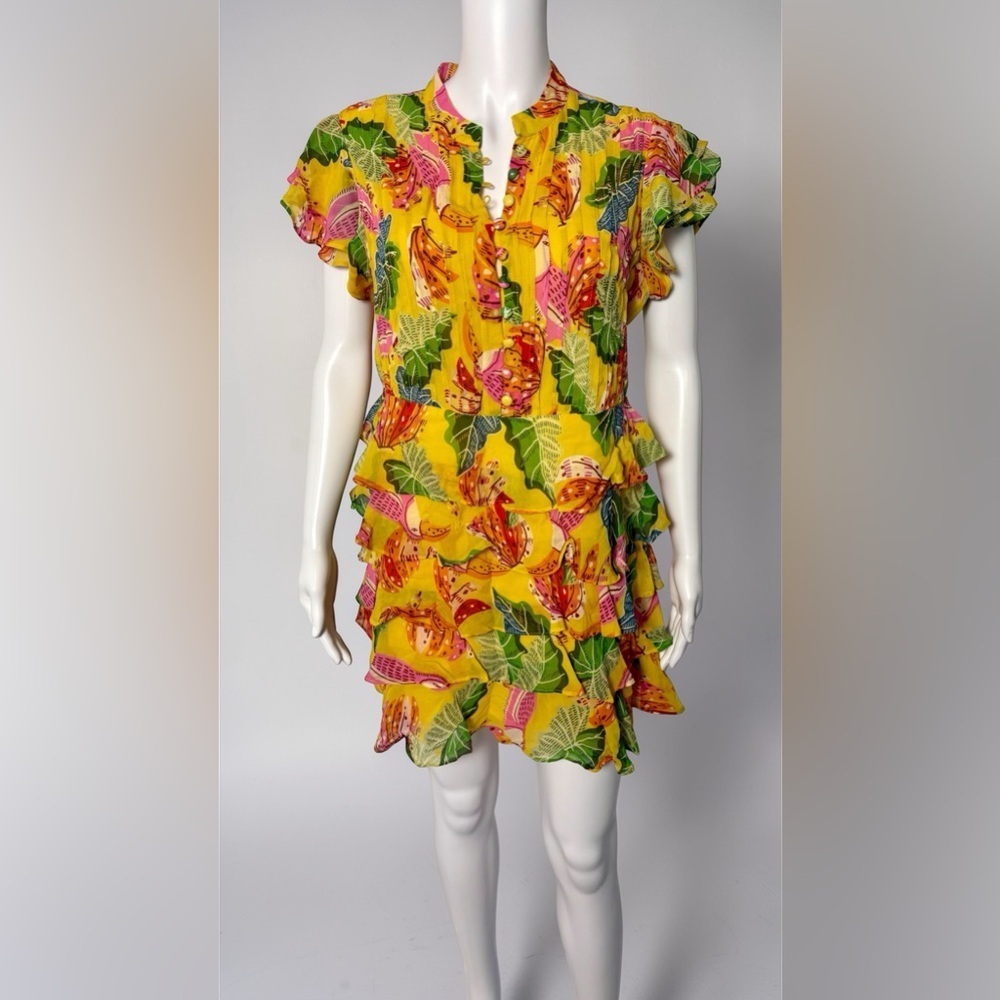 Farm Rio Yellow Beaks & Bananas Mini Dress NWT Size M